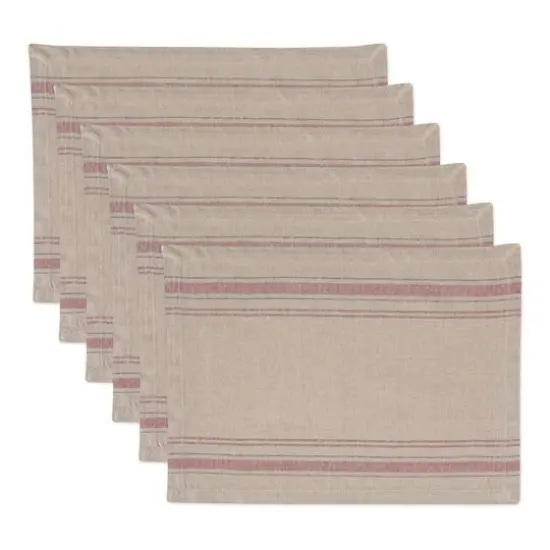 DII&reg; French Stripe Placemats, 6ct. Tango Red {1}