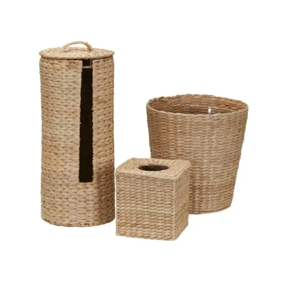 Household Essentials Wicker Bathroom Accessories Set Brown {1}