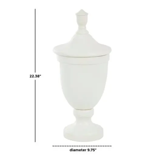 22" White Ceramic Fluted Urn Jar {8}