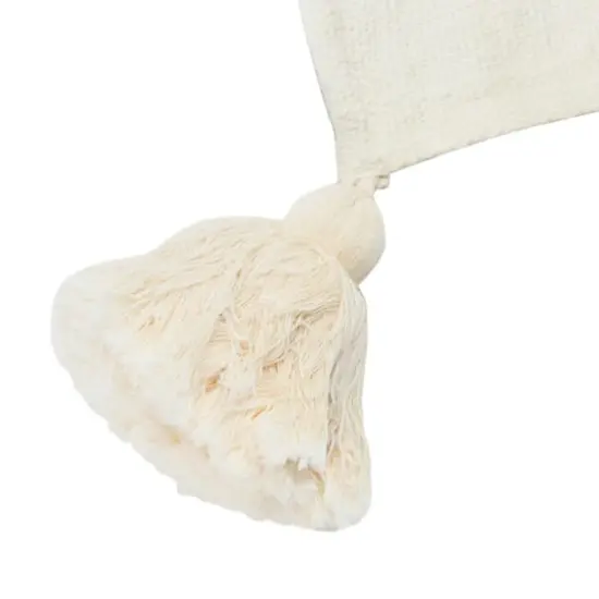 Hello Honey&reg; White and Gold Cotton Tufted Throw with Tassels {4}