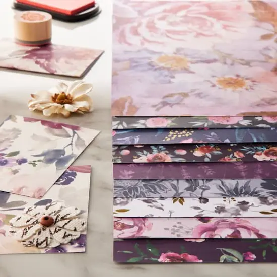 Dark Watercolor Florals Paper Pad by Recollections&trade;, 12" x 12" {3}