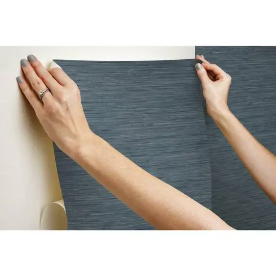 RoomMates Faux Grasscloth Peel & Stick Wallpaper Blue {9}