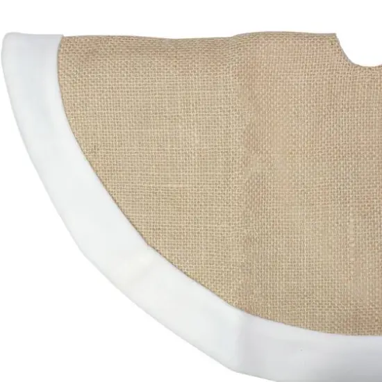 20" Burlap & White Fleece Trim Mini Tree Skirt {8}