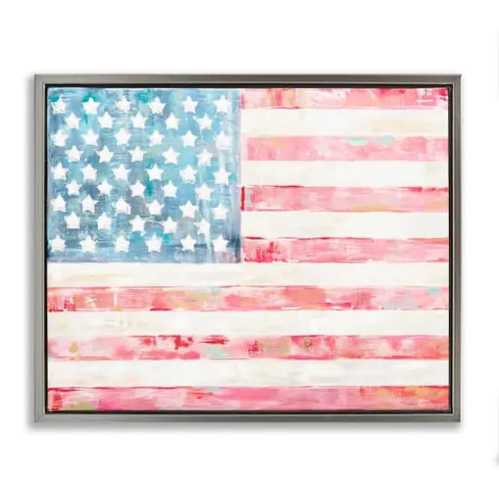 Stupell Industries Patriotic Brushed Flag Floater Framed Art Gray {1}