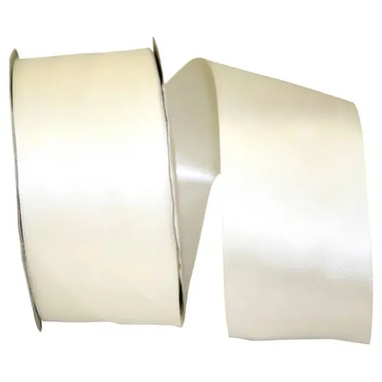 JAM Paper 2.5'' x 50yd. Double Face Satin Ribbon Antique White {1}