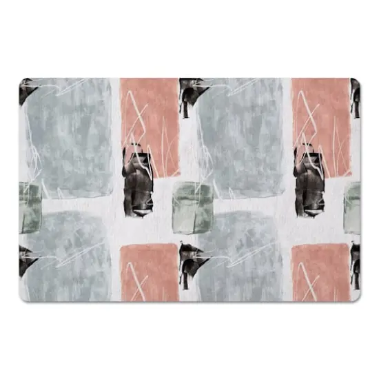 Blue and Pink Abstract 27" x 18" Floor Mat {1}