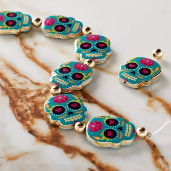 Blue Enamel Metal Sugar Skull Beads, 20mm by Bead Landing&trade; {3}