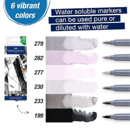 Faber-Castell&reg; Goldfaber Aqua Shades of Gray Dual-Tip Marker Set {7}