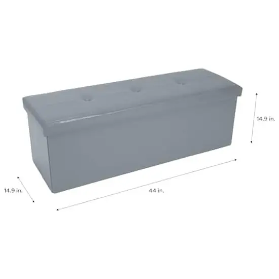 Simplify 44" Faux Leather Triple Folding Storage Ottoman Gray {7}