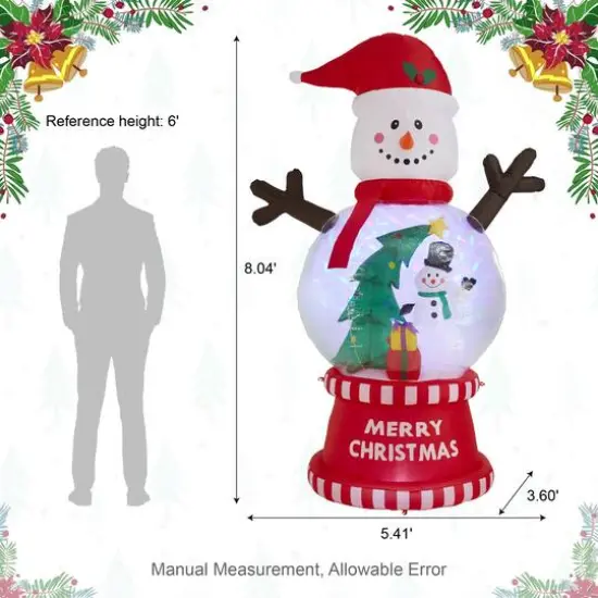 Glitzhome® 8FT Lighted Inflatable Snowman Globe Scene Decor {9}