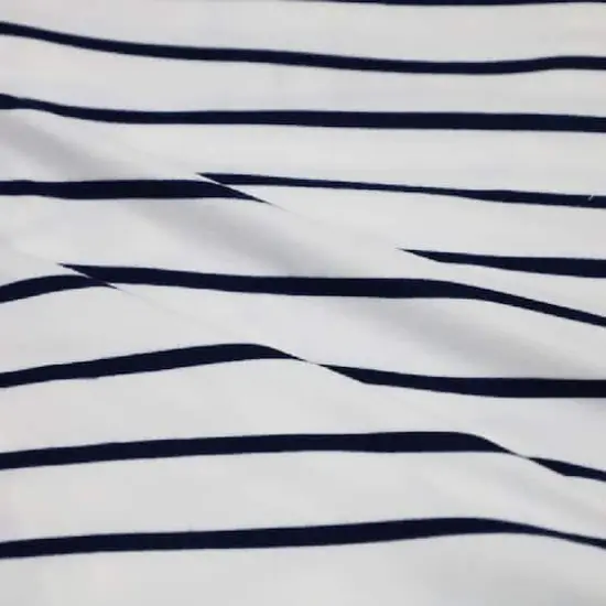 Fabric Merchants Navy & White Stripes Double Brushed 4-Way Stretch Fabric {4}