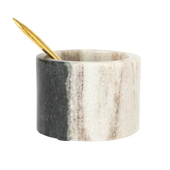 2.75" Marble Salt Cellar with Brass Spoon {6}