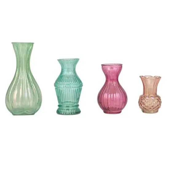 Hello Honey&reg; Multicolor Debossed Reclaimed Glass Vase Set {15}