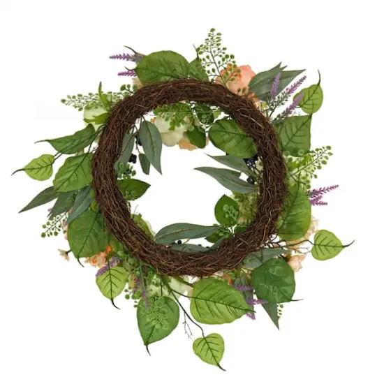 24'' Rose and Peony Flowers Wreath {5}