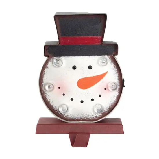 Glitzhome&reg; 7" Marquee LED Snowman Head Stocking Holder Set {5}