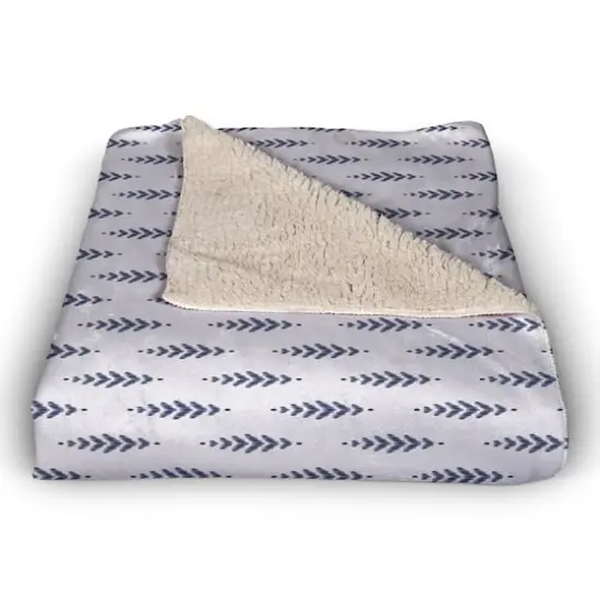 Indigo Leaf Sherpa Fleece Blanket {3}