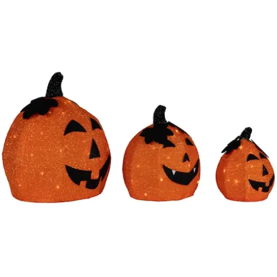 LED Lighted Jack O' Lantern Outdoor Halloween Decoration Set {5}