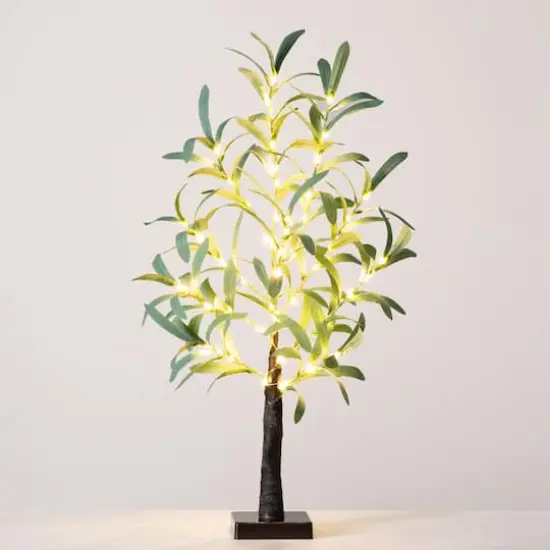 2ft. Pre-Lit Artificial Olive Tree with Warm White LED Lights {6}