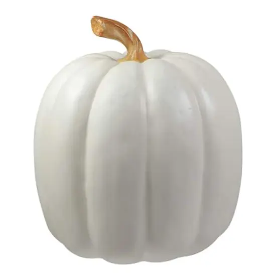 8" White Pumpkin Autumn Harvest Tabletop Decoration {5}