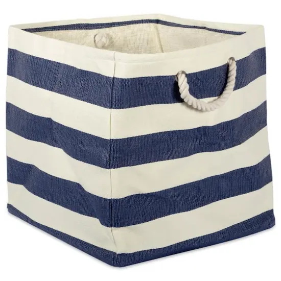 DII&reg; 16" Striped Woven Paper Storage Cube Nautical Blue {1}