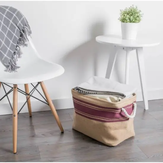 DII&reg; 12" Border Wine Rectangle Burlap Bin {6}