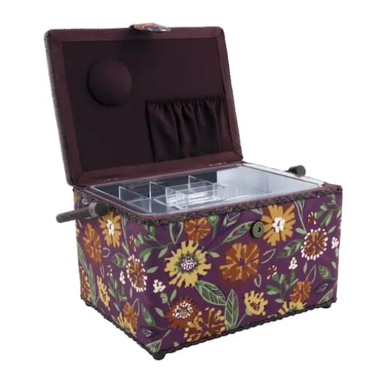 Dritz&reg; Large Purple Floral Sewing Basket with Removable Tray {3}