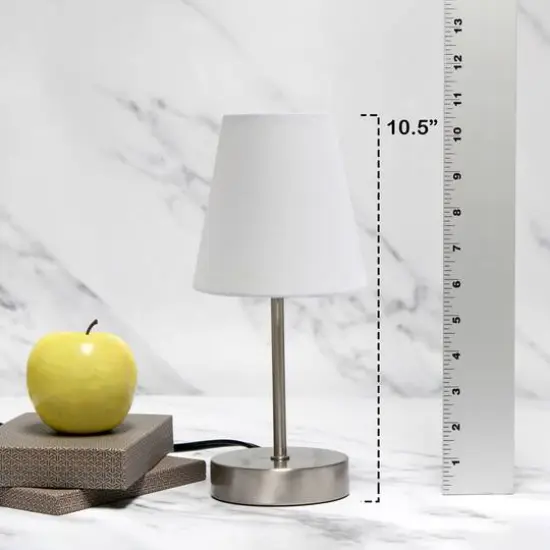 Creekwood Home Nauru 10.5" Sand Nickel Petite Metal Stick Table Lamp White {5}