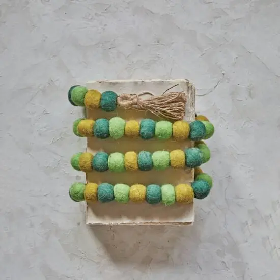 Hello Honey&reg; 6ft. Green Handmade Wool Felt Balls with Jute Tassels Garland {4}
