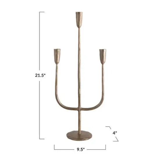 Hello Honey® 21.5" Antique Brass Hand-Forged Metal Candelabra {7}