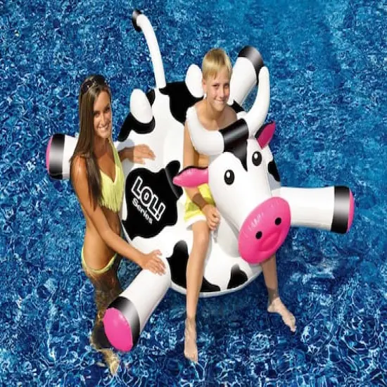 Swimline LOL! Series 54" Inflatable Black & White Cow Pool Float {3}