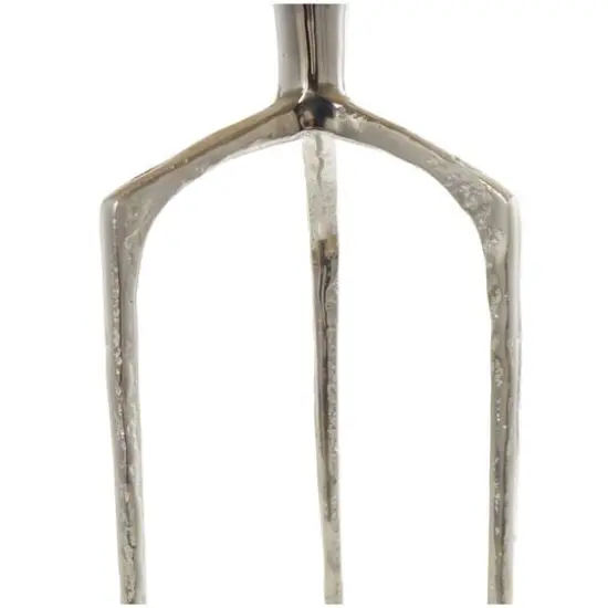 Silver Aluminum Geometric Slim Textured Accent Table {7}