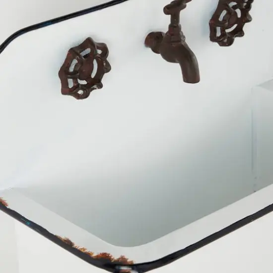 White Metal Wash Basin Planter Set {8}