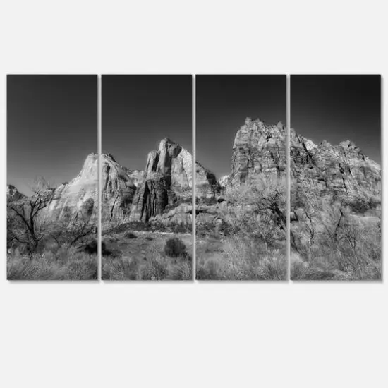 Designart - Rising Red Rocks Black and White - Landscape Canvas Art Print {1}