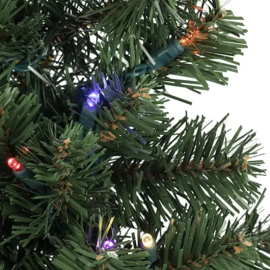 24" Pre-Lit Oregon Fir Christmas Square Wreath, Multicolor LED Lights {3}