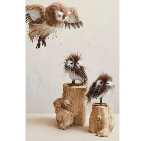 Hello Honey&reg; 10.75" Brown Faux Fur & Feather Flying Owl Ornament {3}