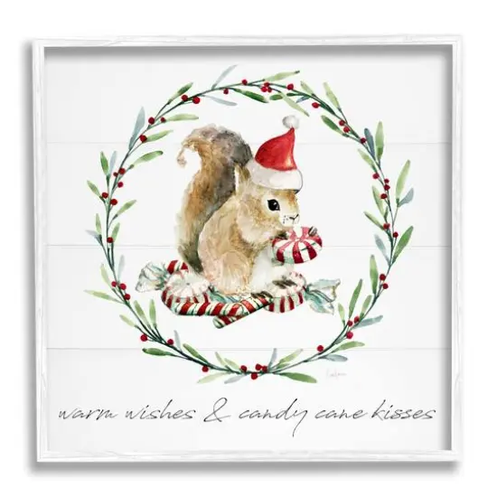 Stupell Industries Warm Wishes & Candy Kisses Phrase Framed Giclee Art White {1}