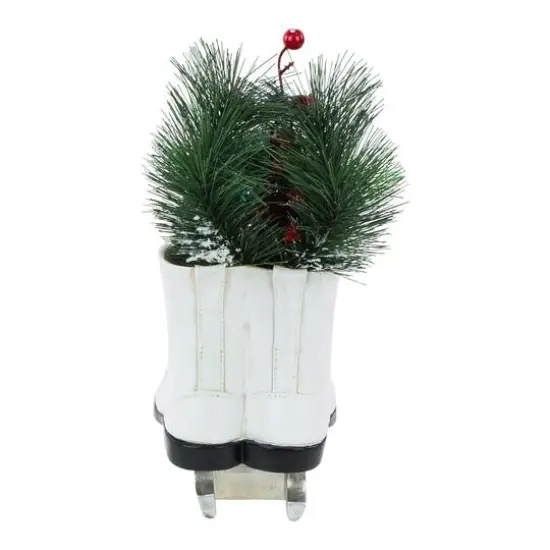 12" LED Lighted White Skates with Floral Arrangement Christmas Decoration {6}