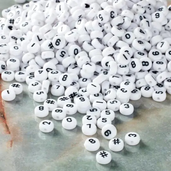 White & Black Number Acrylic Circle Craft Beads, 7mm by Bead Landing™ {3}