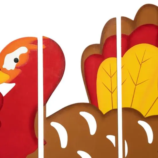 Glitzhome&reg; 41.5" Thanksgiving Metal Turkey Combo Yard Stake {6}