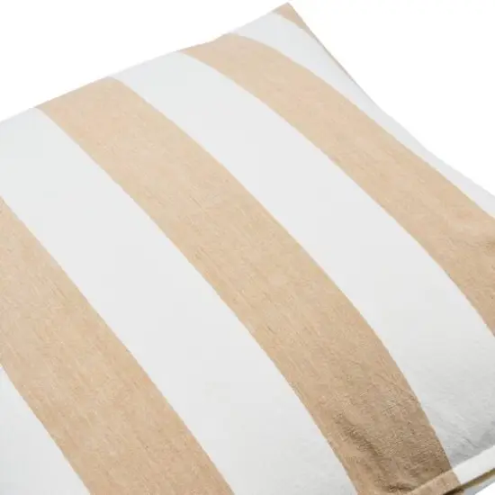 Hello Honey&reg; 20'' Square Beige Striped Cotton Pillow Cover {6}