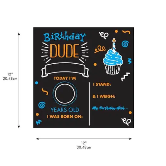 RoomMates 12" Double-Sided Birthday Dude Chalkboard {5}