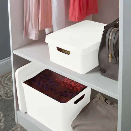 Simplify 14.5" Vinto Storage Box with Lid White {5}