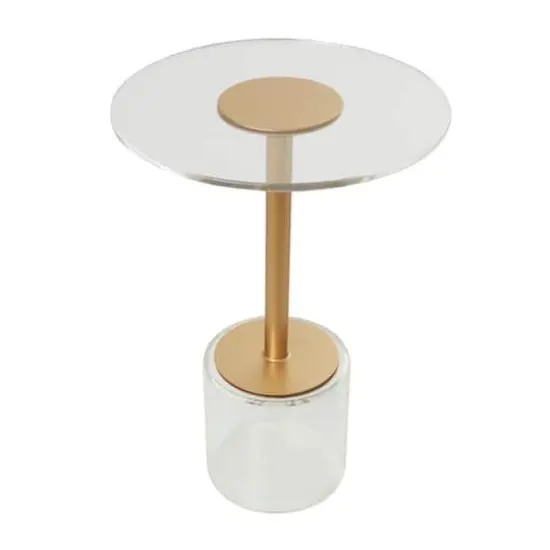 23" Clear Acrylic Accent Table with Gold Stand {3}