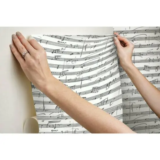 RoomMates Melody Peel & Stick Wallpaper White/Black {11}