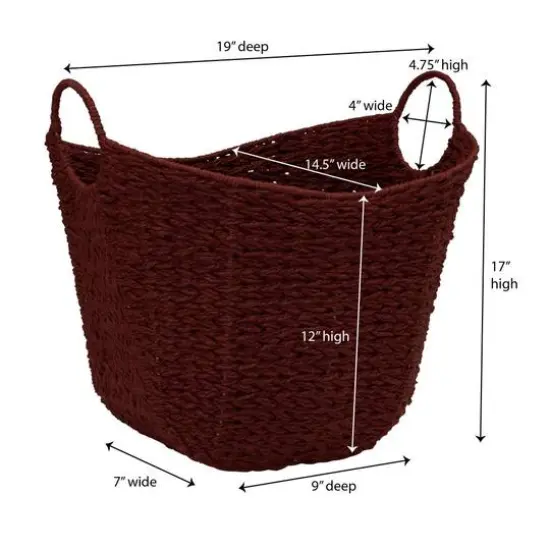 Household Essentials 17.5" Woven Paper Rope Basket with Handles Red {4}