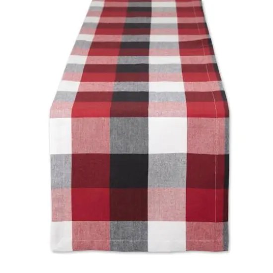 DII&reg; 72" Tri-Color Check Table Runner French Blue {2}
