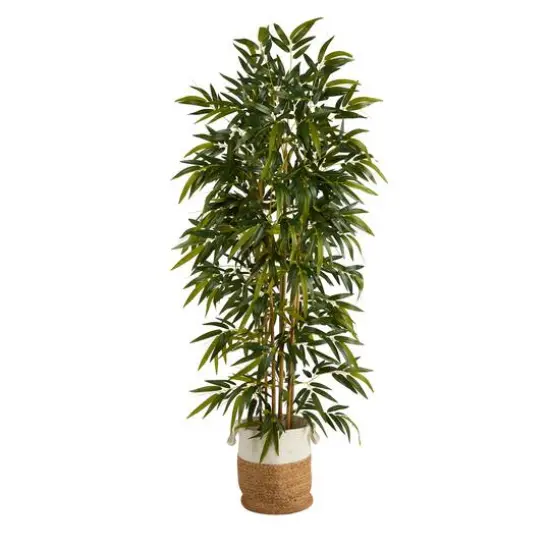 75" Bamboo Artificial Tree in Handmade Natural Jute and Cotton Planter {1}