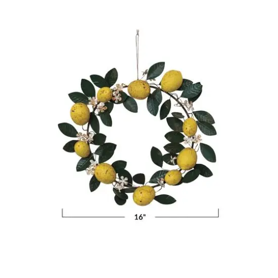 Hello Honey&reg; 16" Hand-Painted Lemon & Leaves Metal Wreath {5}