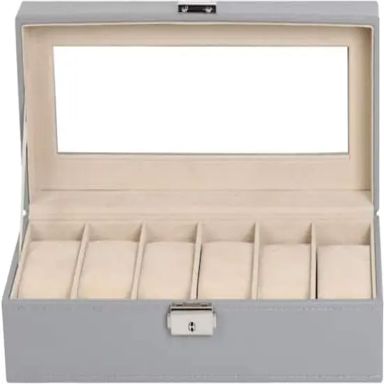 Ash Gray Hexa Leather Watch Box {4}