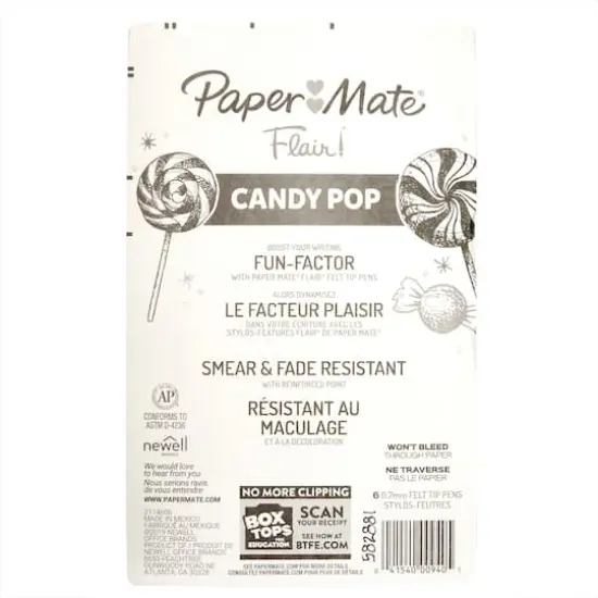 Paper Mate&reg; Flair&reg; Felt Tip Pen Set, 6 Color Candy Pop {9}
